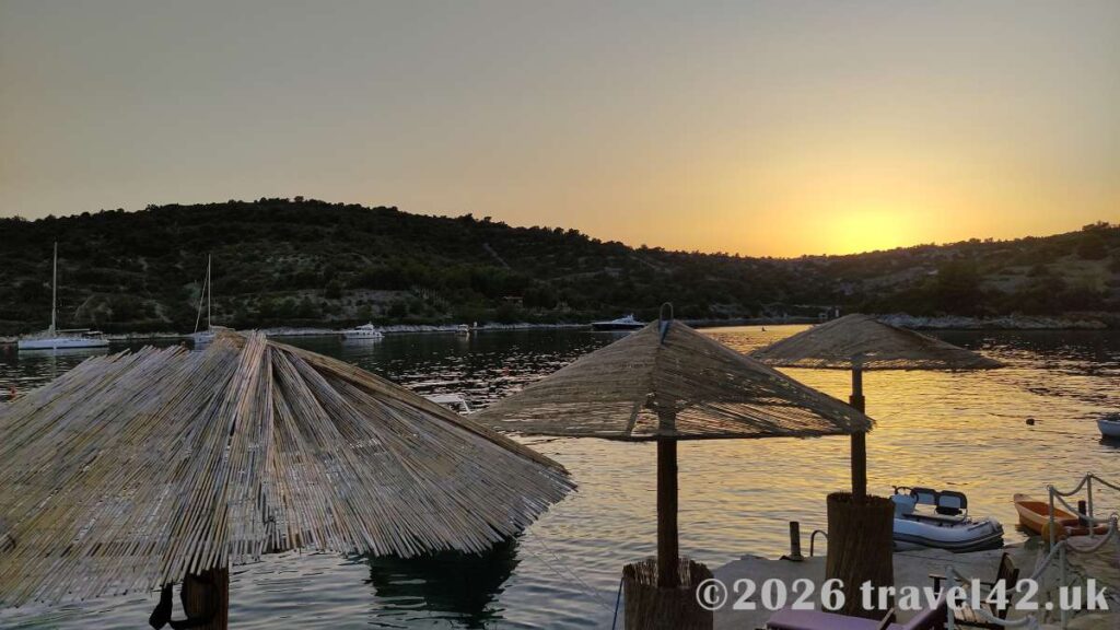 Sunset from seafood restaurant in Sevid