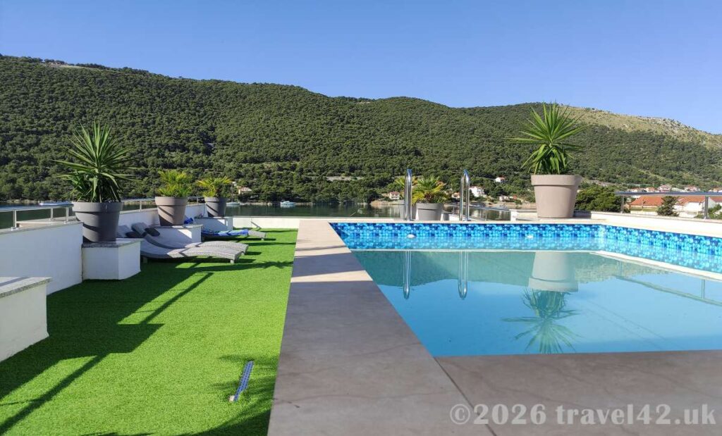 Hotel rooftop pool in Grebastica