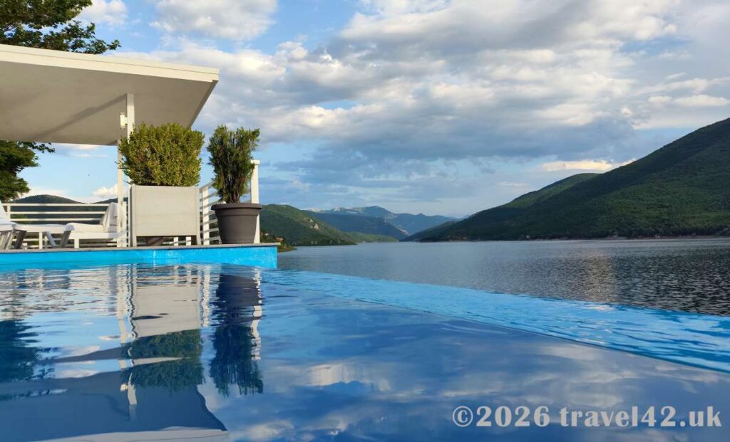 Infinity pool on the Tikvesh lake shore
