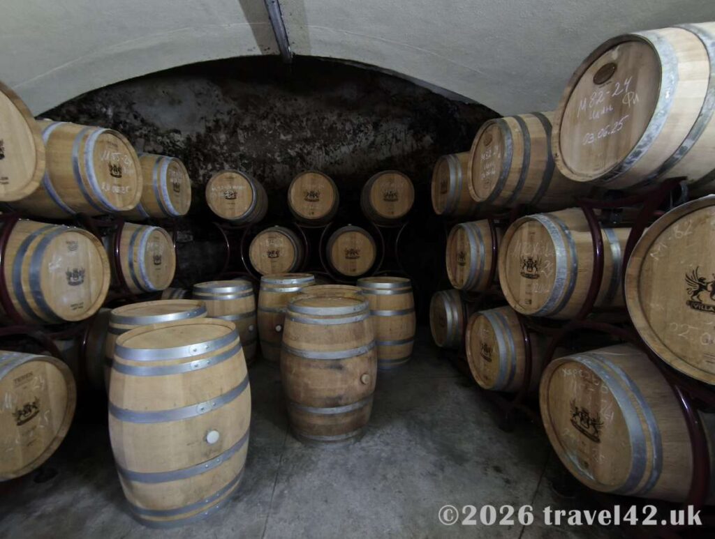 Wine cellar in Villa Melnik winery