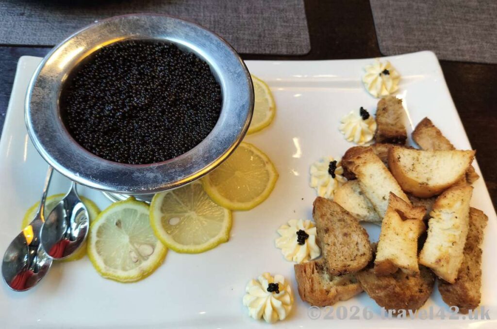 Black caviar in Matka Canyon hotel restaurant