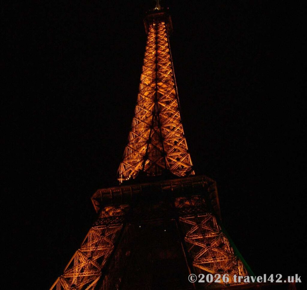 The Eiffel Tower against the night sky
