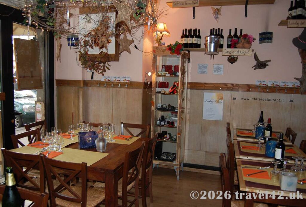Traditional Italian restaurant interior in Rome