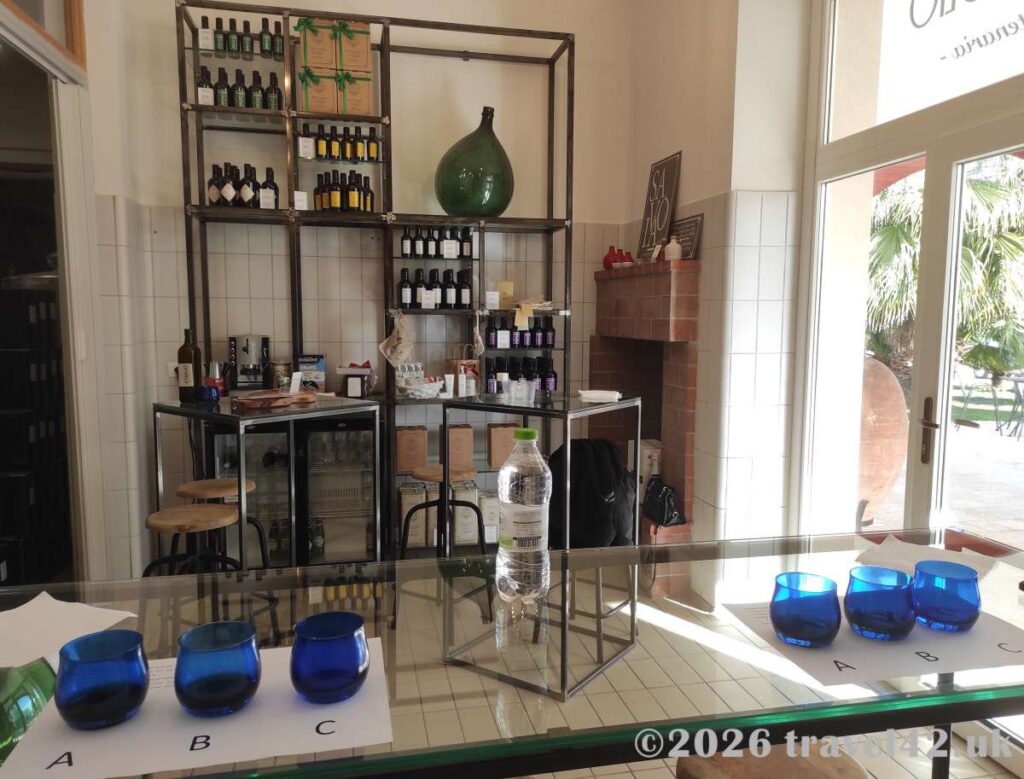 An olive oil tasting at Azienda Agricola Savoia