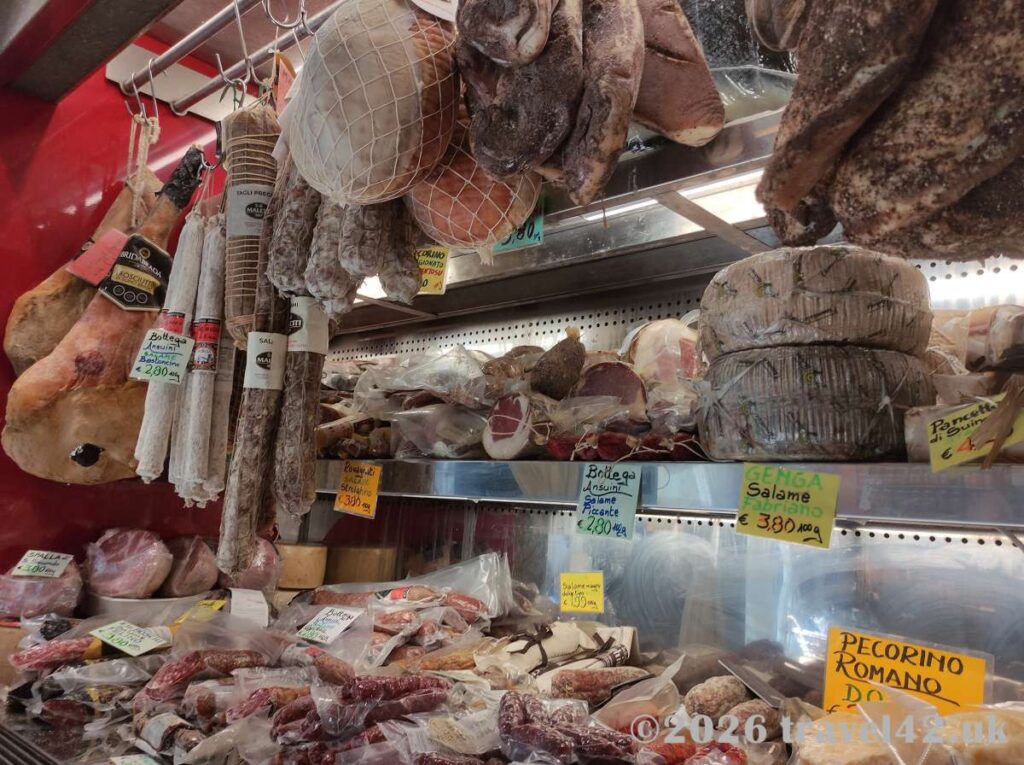 A feast for the eyes in a traditional Roman salumeria near Campo de' Fiori