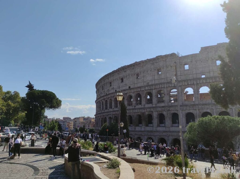 Looking down on the Colosseum from Largo Gaetana Agnesi