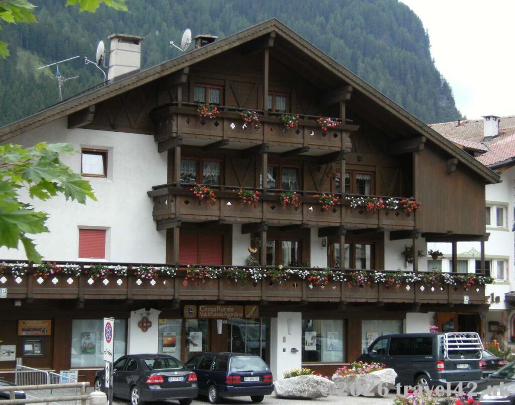 A traditional Alpine house in Canazei