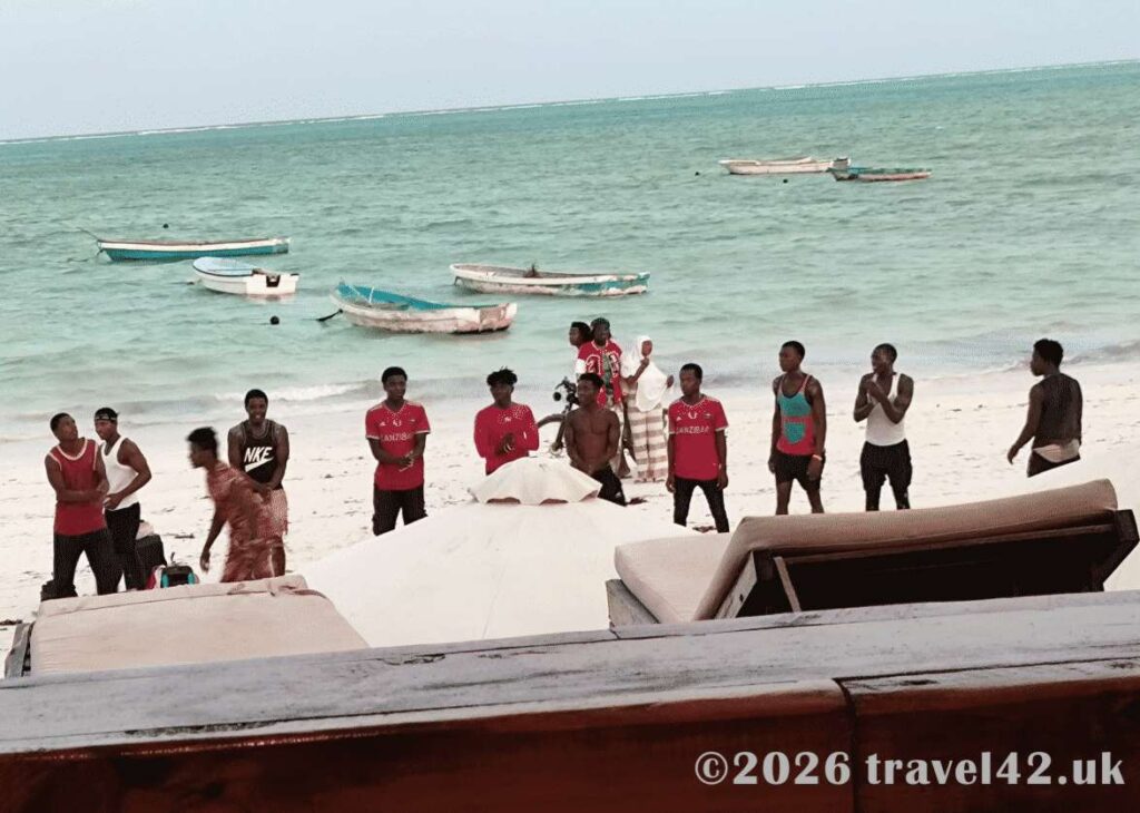 Locals on the beach in Paje