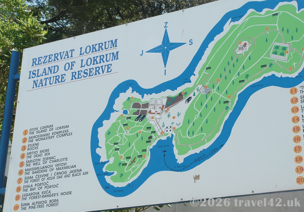 Map of the Lokrum Island