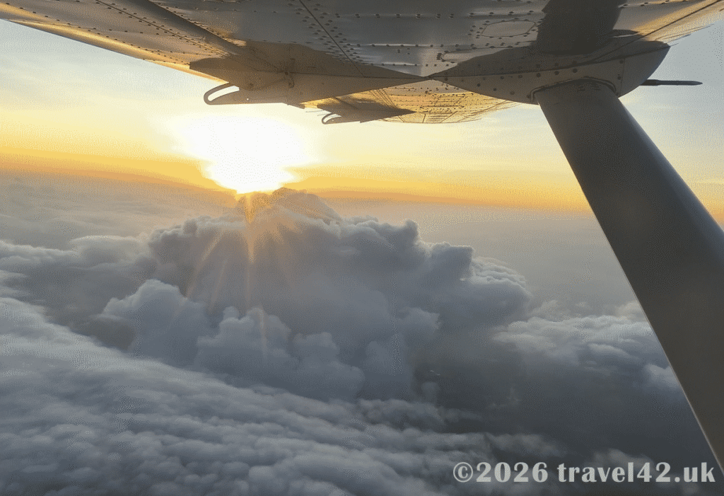Sunrise in a plane